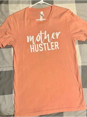 Bella Canvas Peach Short Sleeve Tee with White "Mother Hustler" Print